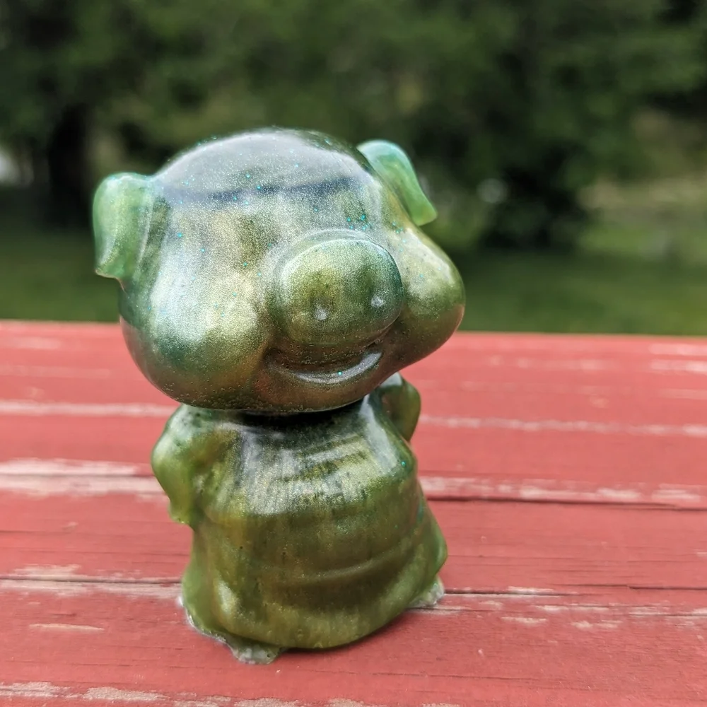 3 Little Pigs Resin Art Handmade Colorful Cute Pig Artisan Gift Piggy Easter - Picture 10 of 16